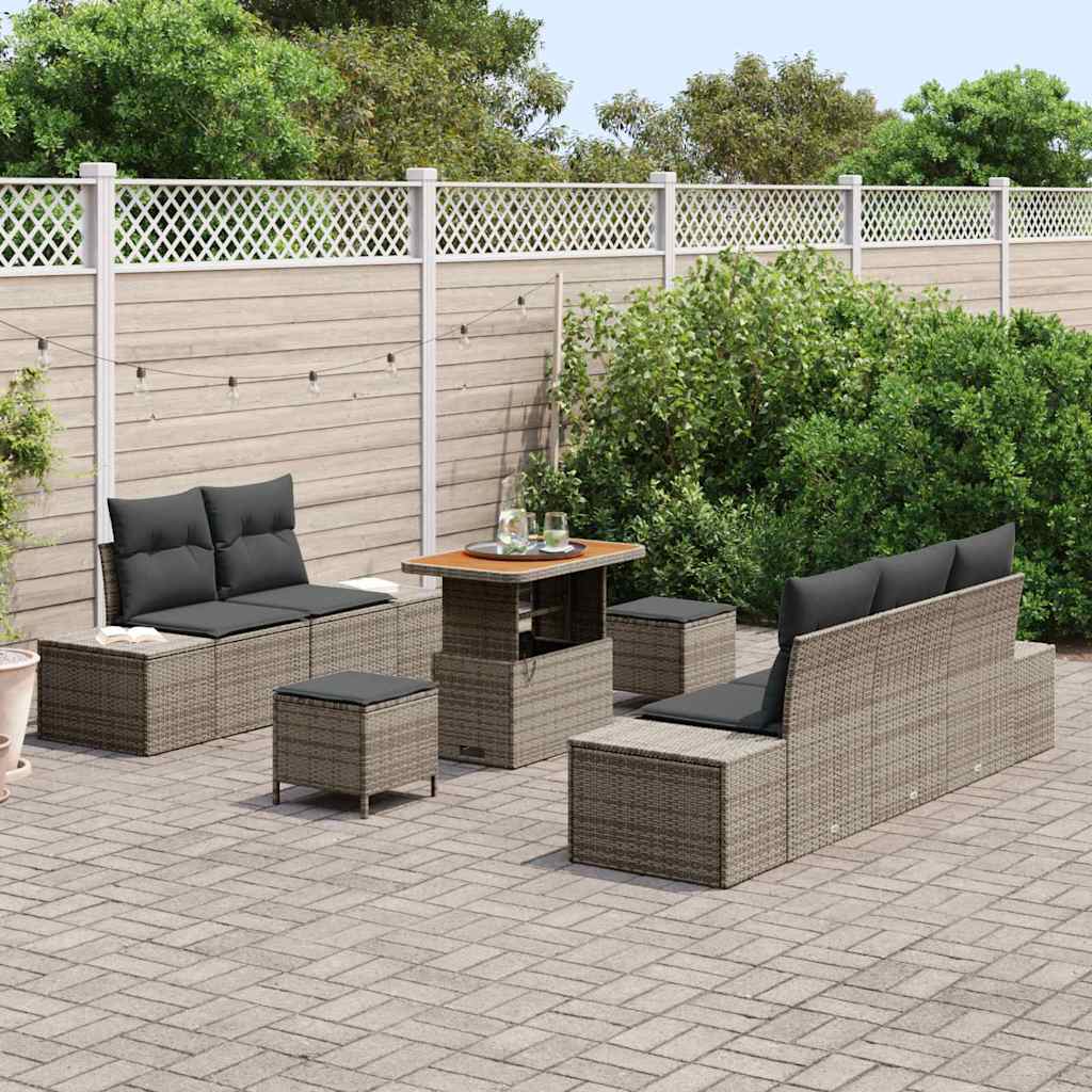 Ensemble de canapé de jardin avec coussin 8 pcs Gris polyrotin - XIOS