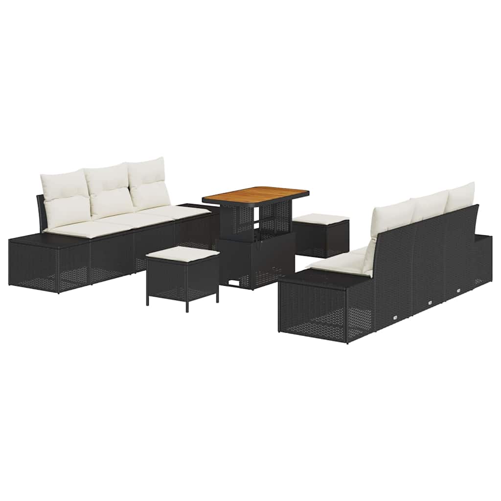 Ensemble de canapé de jardin avec coussin 9 pcs Noir polyrotin - XIOS