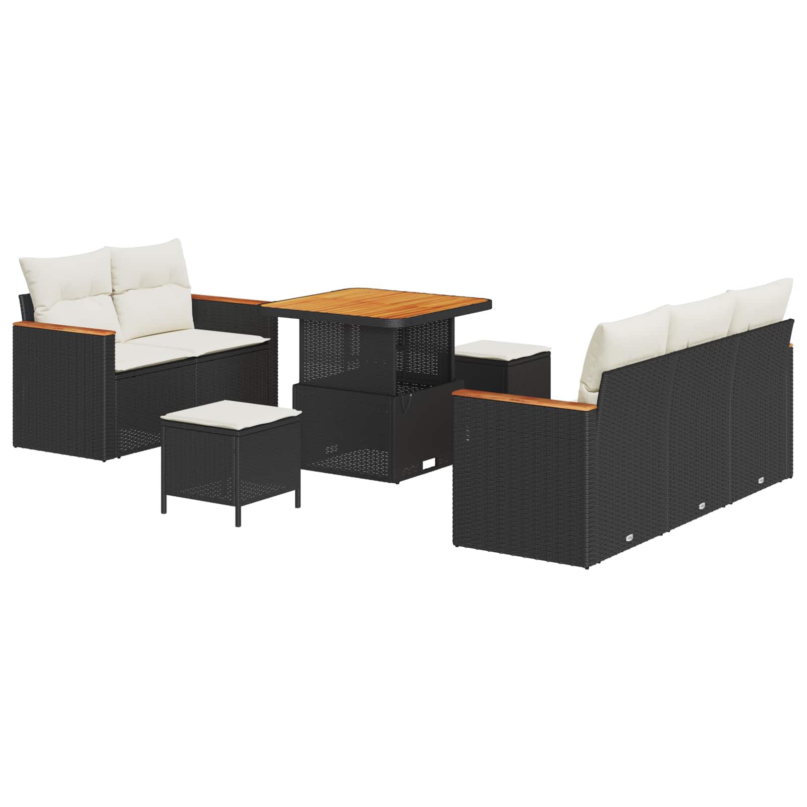 Ensemble de canapé de jardin 8 pcs Noir polyrotin - XIOS