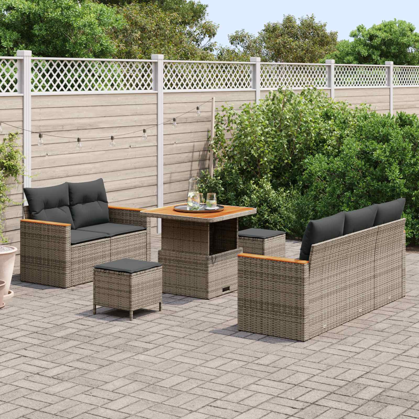 Ensemble de canapé de jardin 8 pcs Gris polyrotin - XIOS