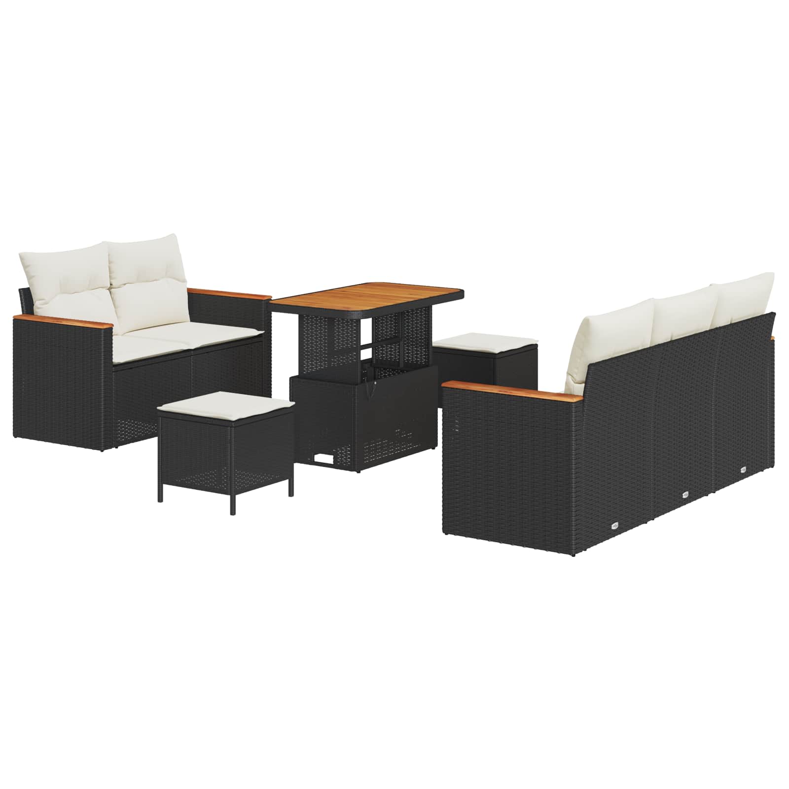 Ensemble de canapé de jardin 8 pcs Noir polyrotin - XIOS