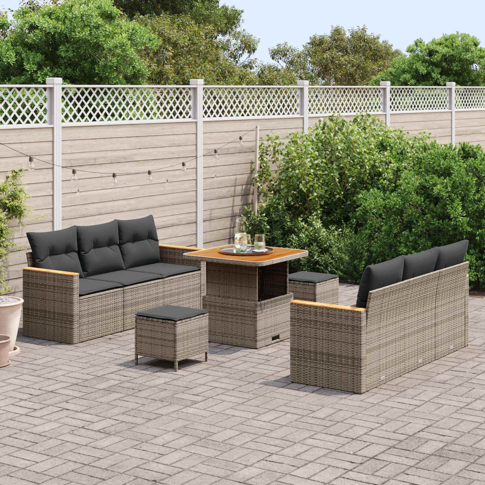 Ensemble de canapé de jardin 9 pcs Gris polyrotin - XIOS