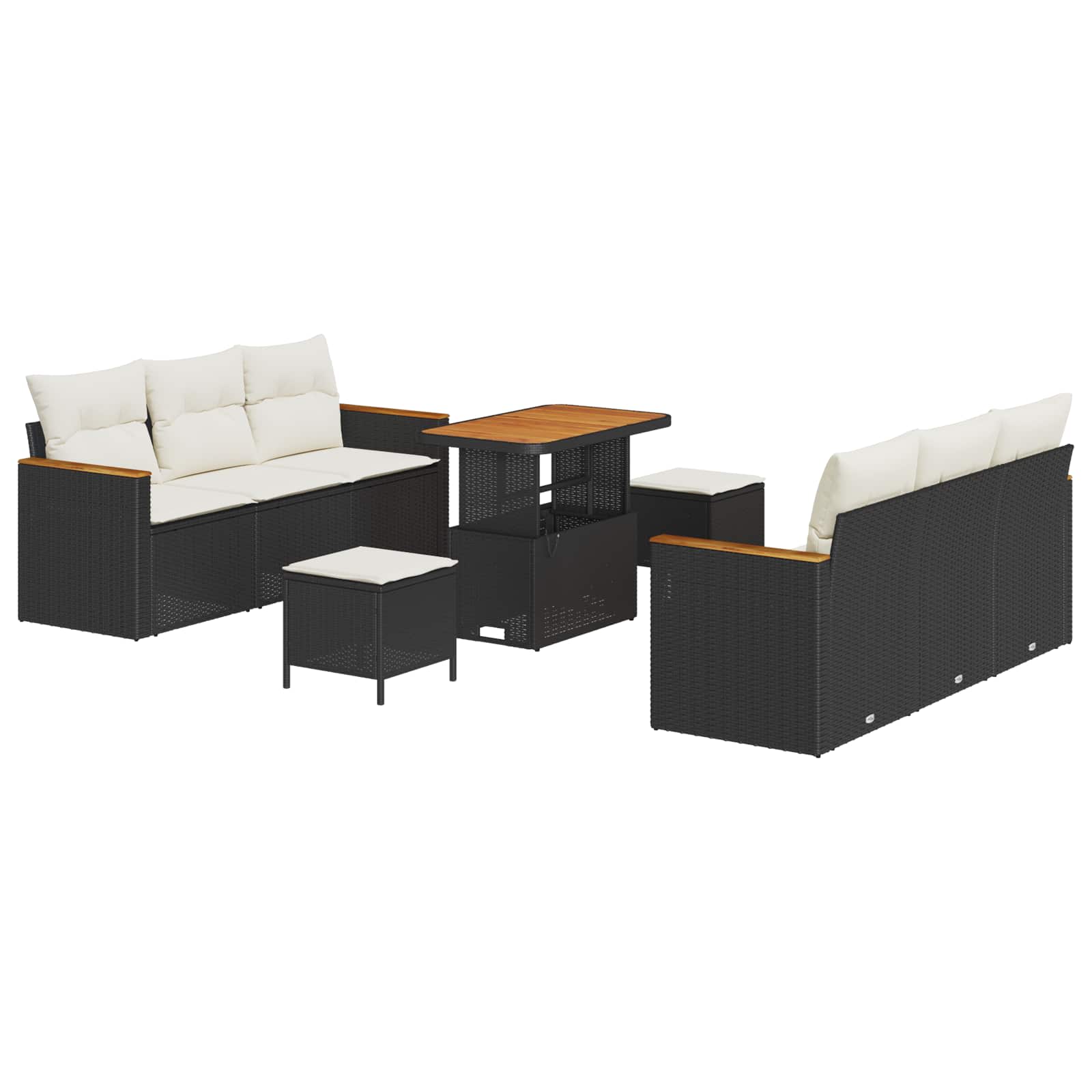 Ensemble de canapé de jardin 9 pcs Noir polyrotin - XIOS