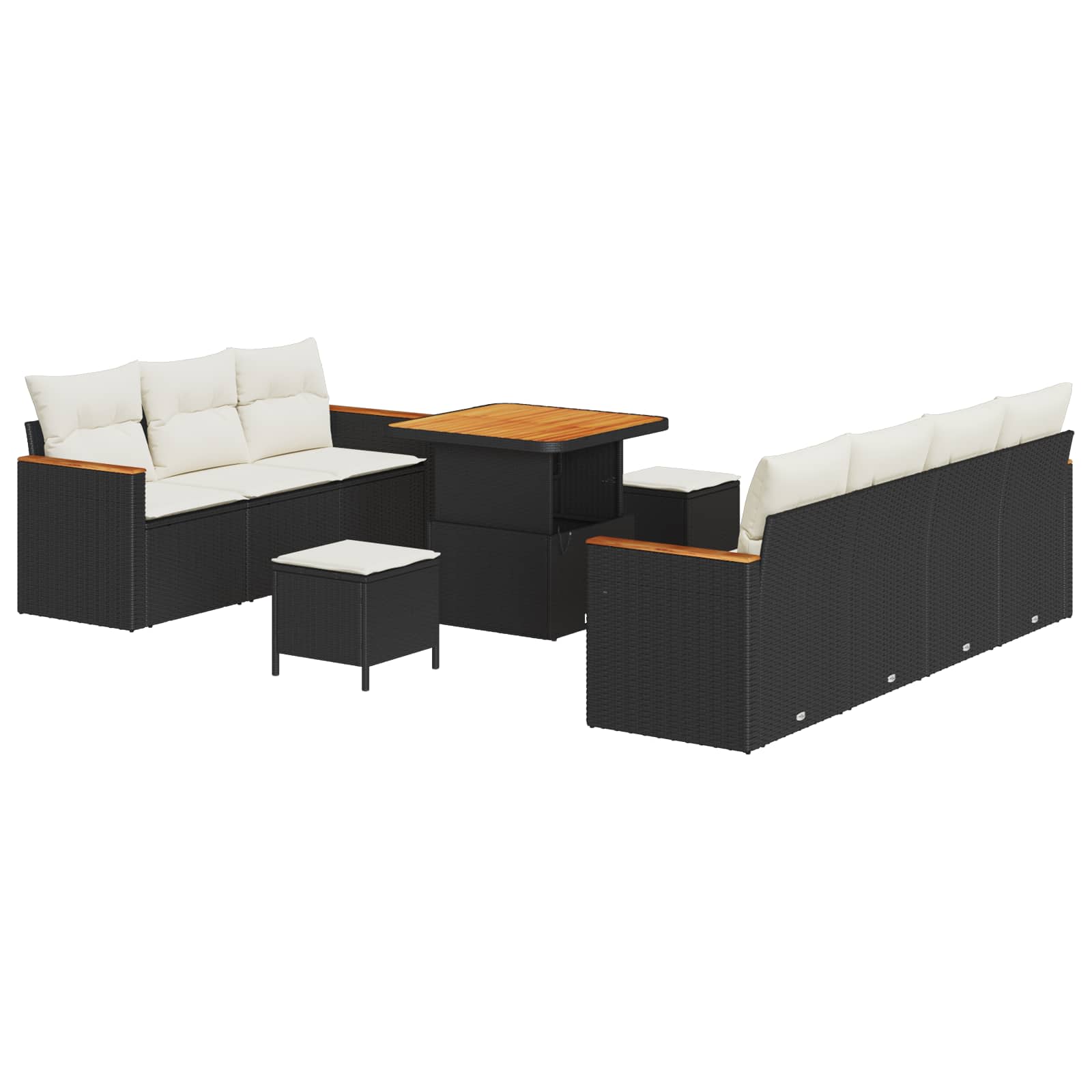 Ensemble de canapé de jardin 10 pcs Noir polyrotin - XIOS