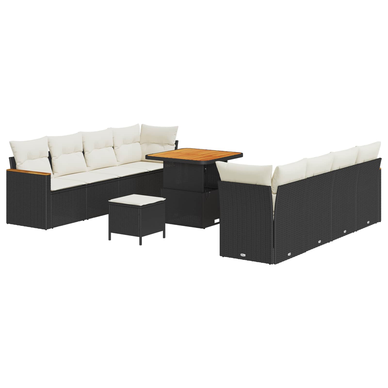 Ensemble de canapé de jardin 11 pcs Noir polyrotin - XIOS