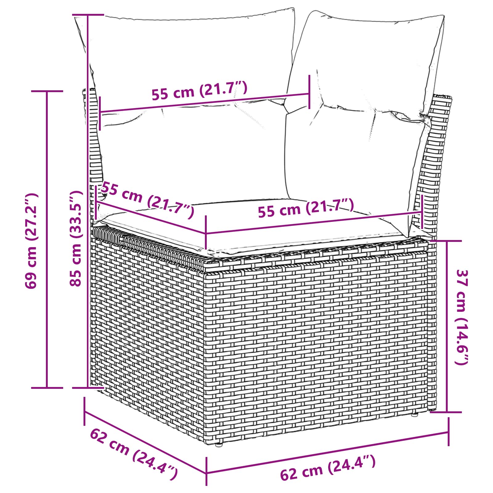 Ensemble de canapé de jardin 11 pcs Noir polyrotin - XIOS