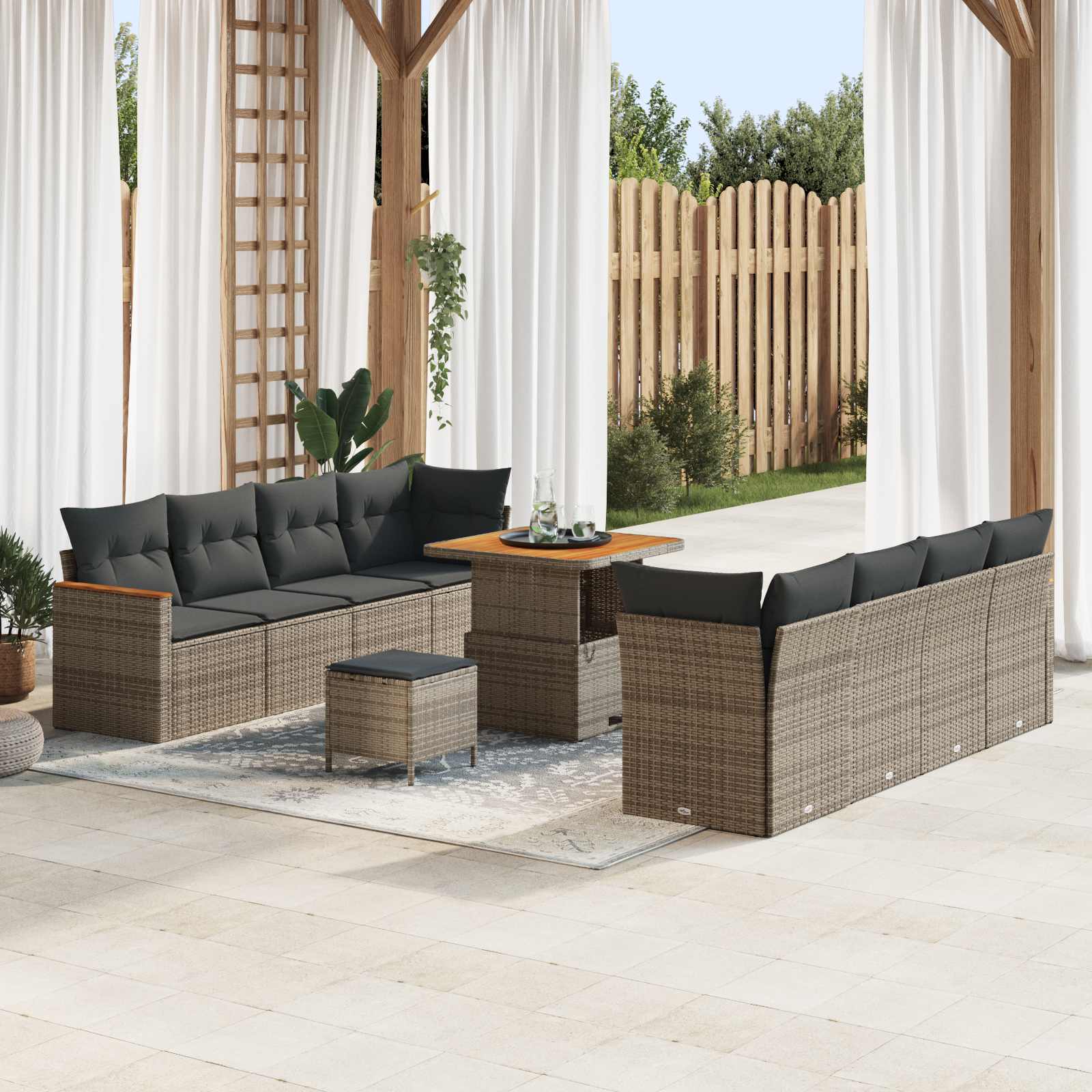 Ensemble de canapé de jardin 11 pcs Gris polyrotin - XIOS