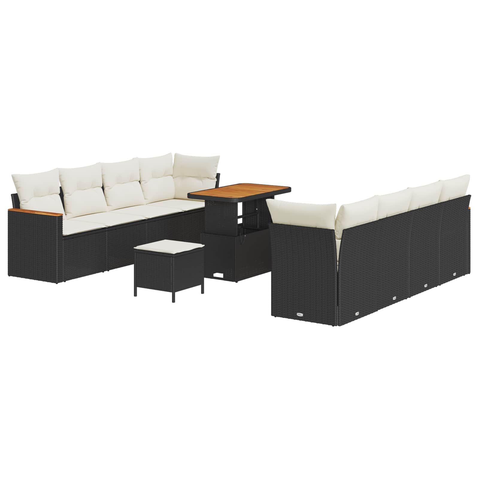 Ensemble de canapé de jardin 11 pcs Noir polyrotin - XIOS