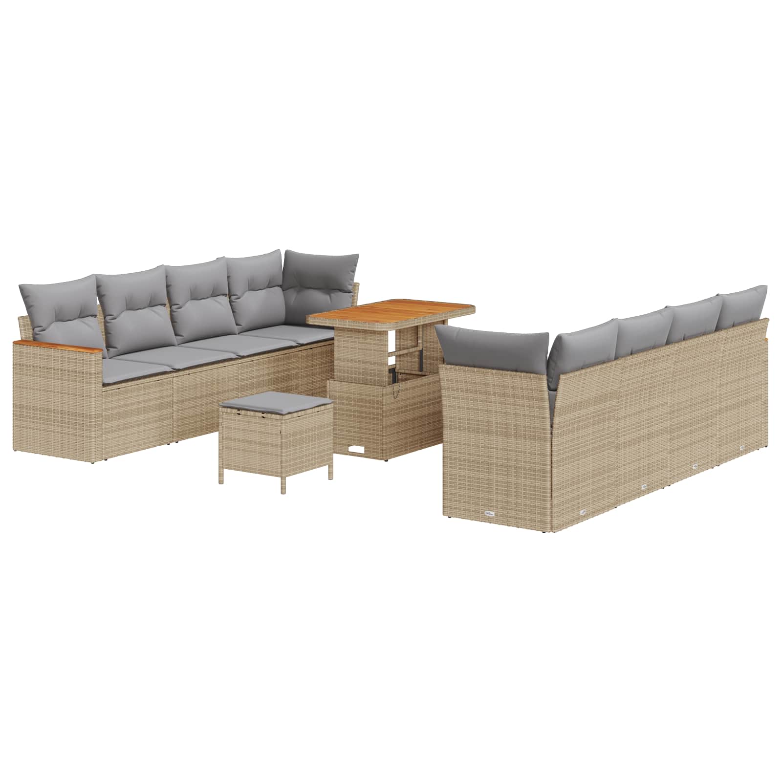 Ensemble de canapé de jardin 11 pcs Beige polyrotin - XIOS