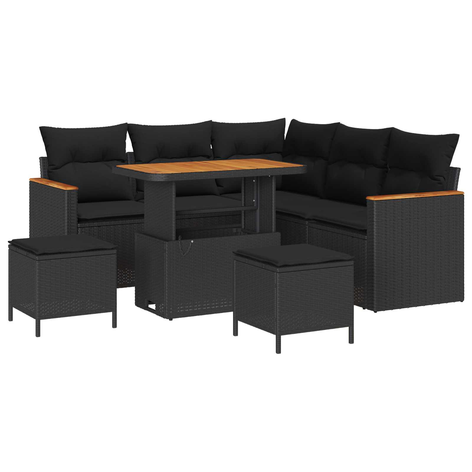 Ensemble de canapé de jardin 8 pcs Noir polyrotin