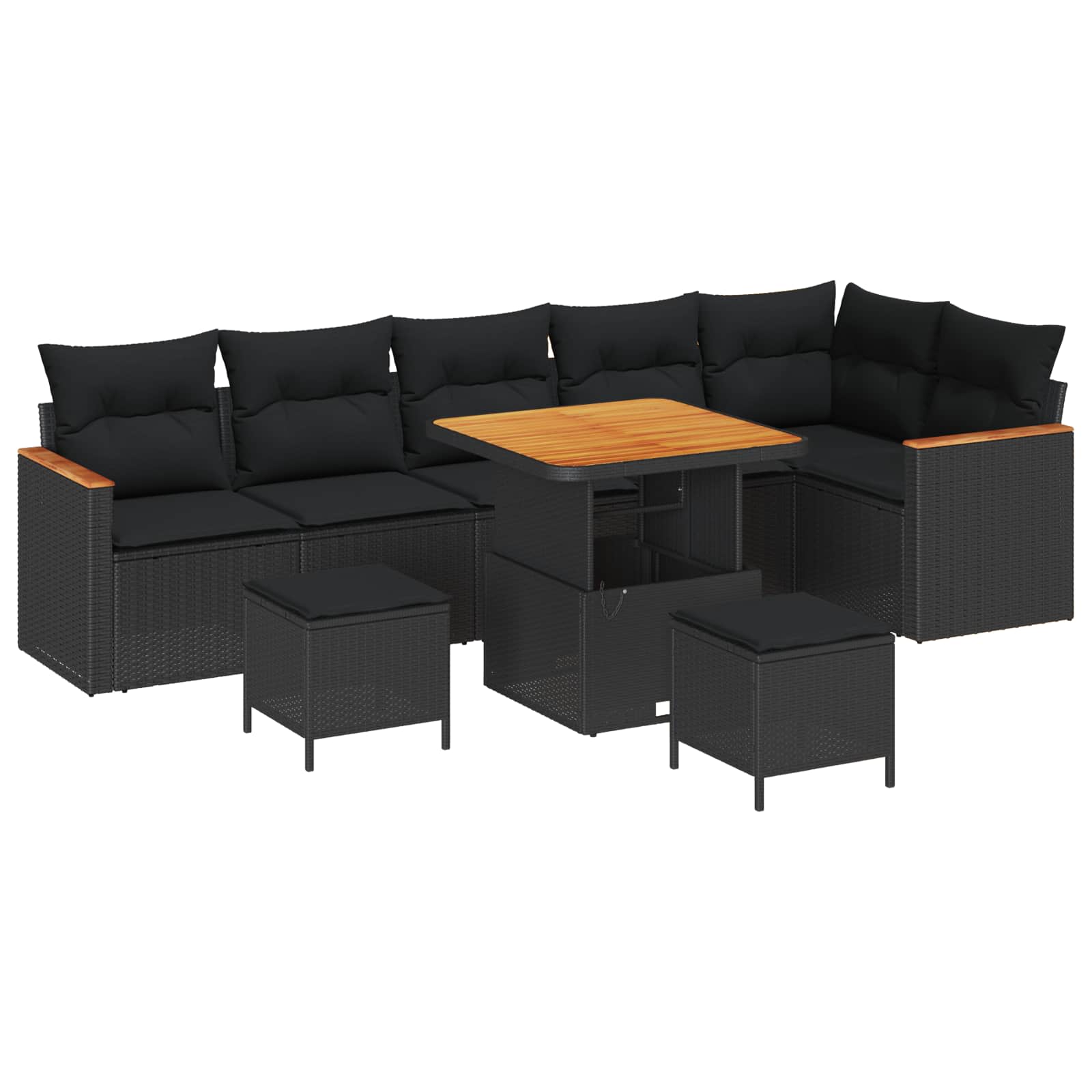 Ensemble de canapé de jardin 9 pcs Noir polyrotin - XIOS