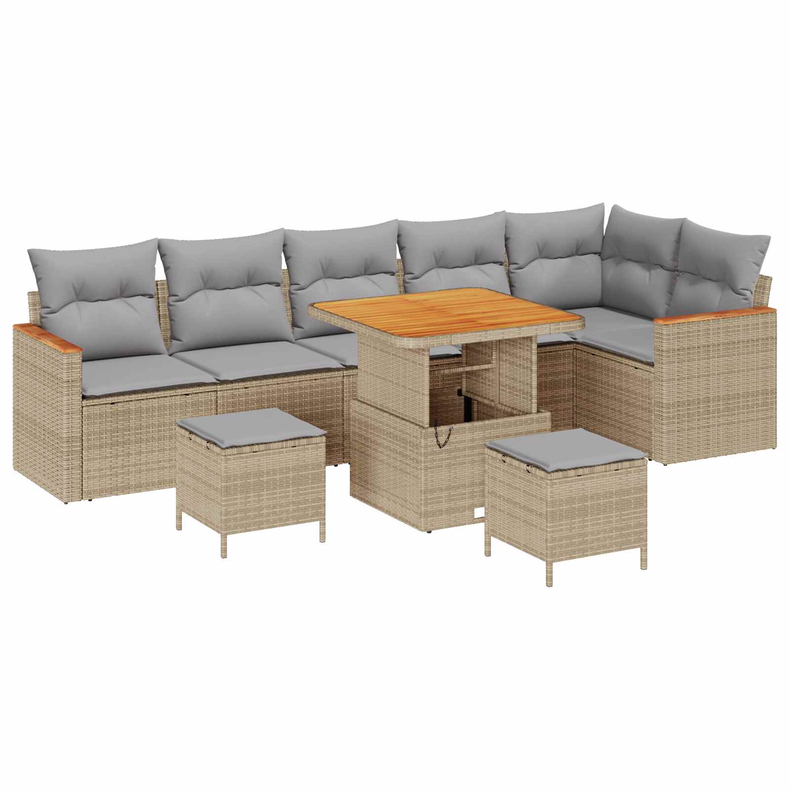 Ensemble de canapé de jardin 9 pcs Beige polyrotin - XIOS