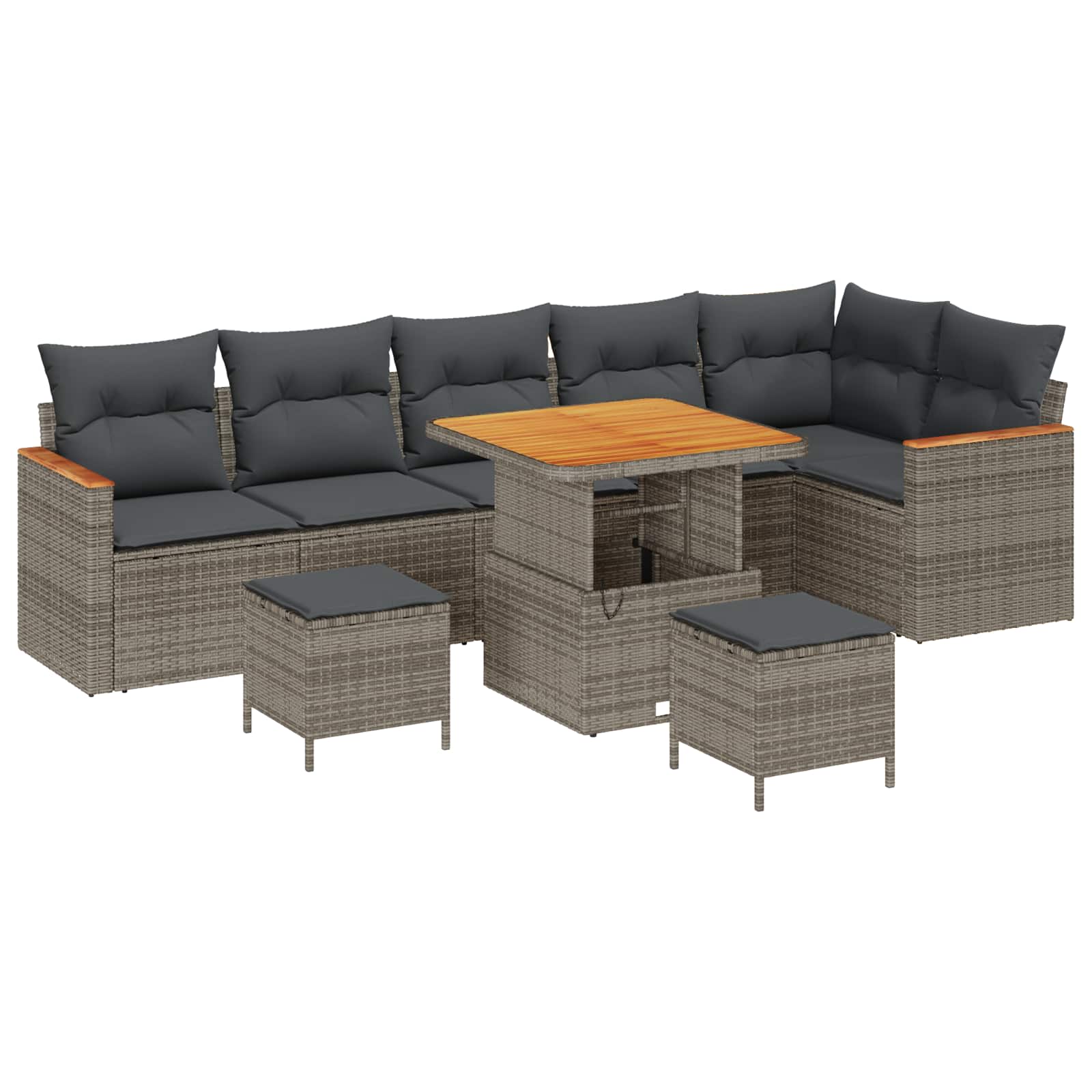 Ensemble de canapé de jardin 9 pcs Gris polyrotin - XIOS