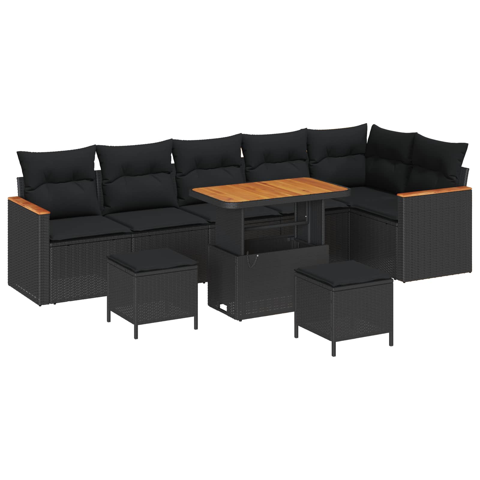 Ensemble de canapé de jardin 9 pcs Noir polyrotin - XIOS