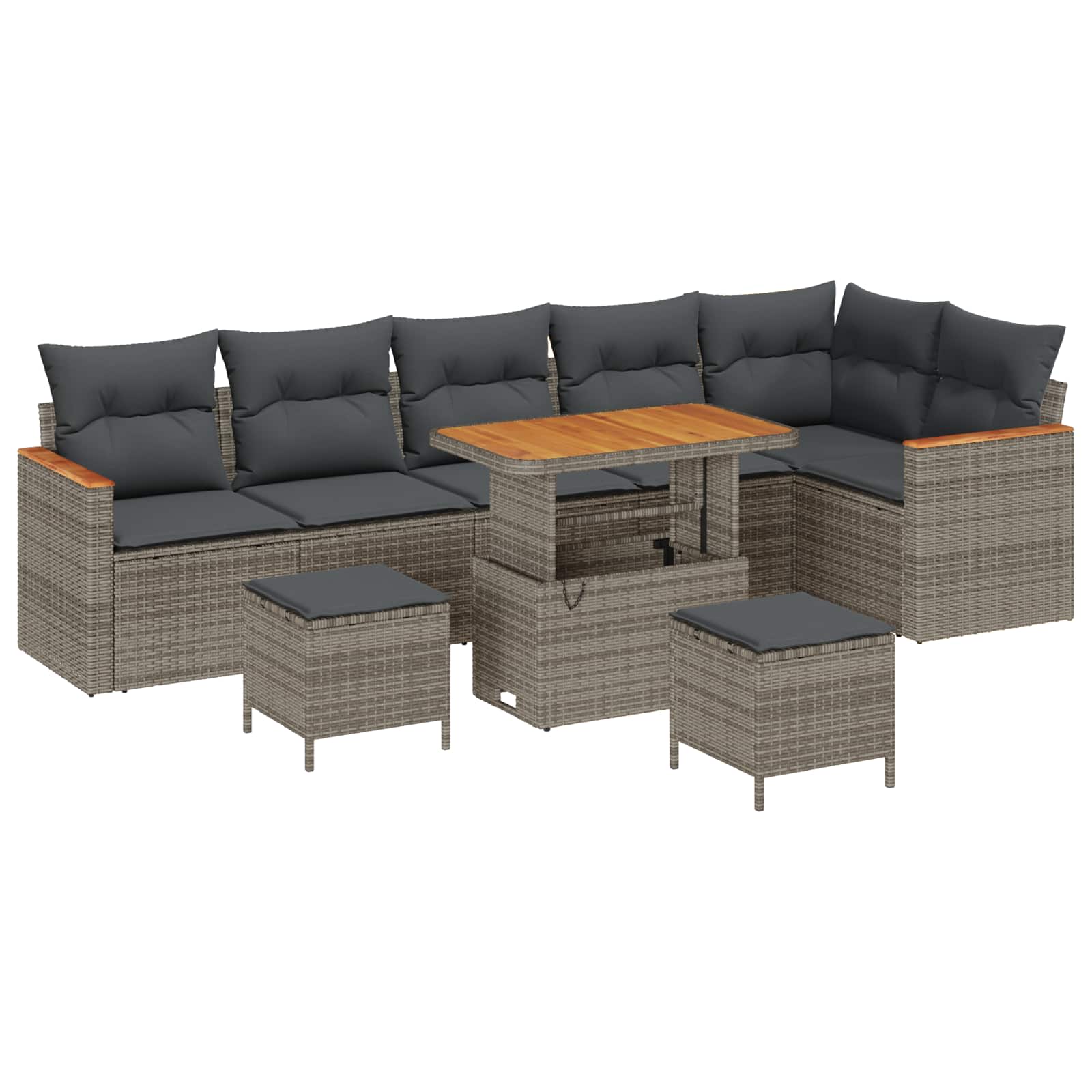 Ensemble de canapé de jardin 9 pcs Gris polyrotin - XIOS