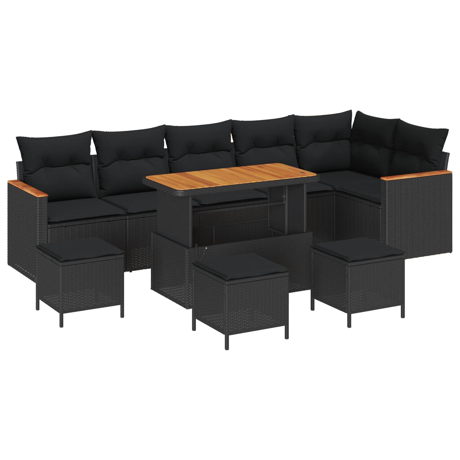Ensemble de canapé de jardin 10 pcs Noir polyrotin - XIOS