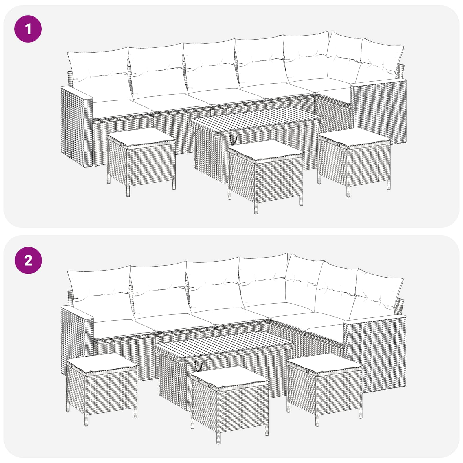 Ensemble de canapé de jardin 10 pcs Beige polyrotin - XIOS