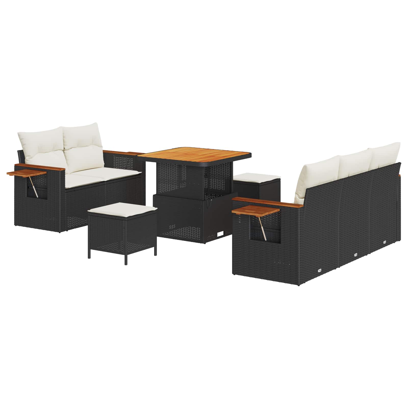 Ensemble de canapé de jardin 8 pcs Noir polyrotin - XIOS