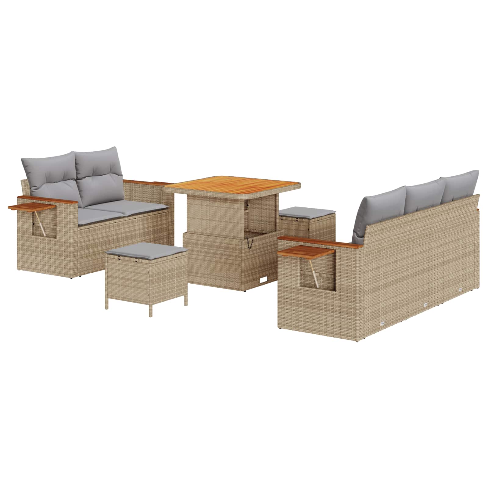 Ensemble de canapé de jardin 8 pcs Beige polyrotin - XIOS