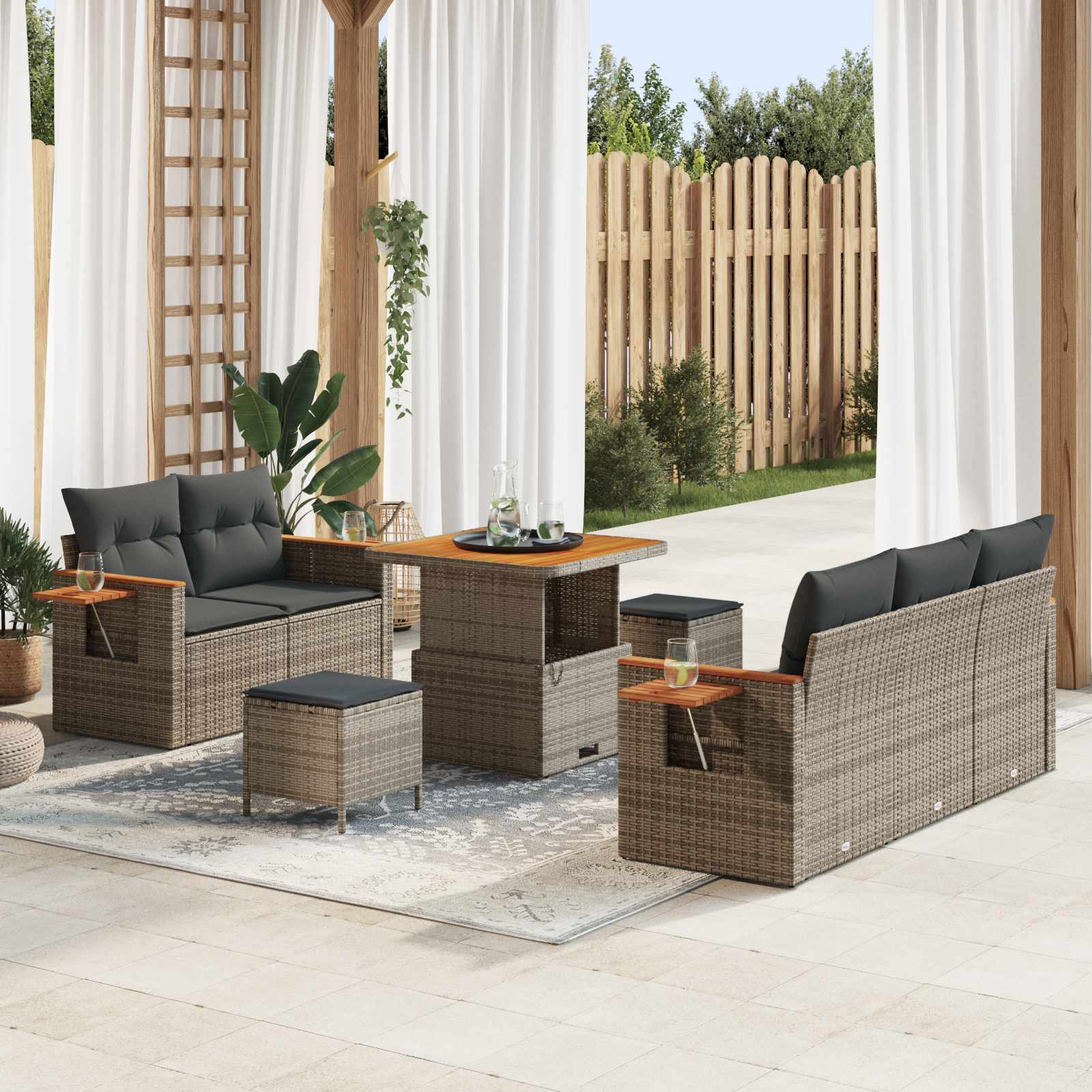 Ensemble de canapé de jardin 8 pcs Gris polyrotin - XIOS