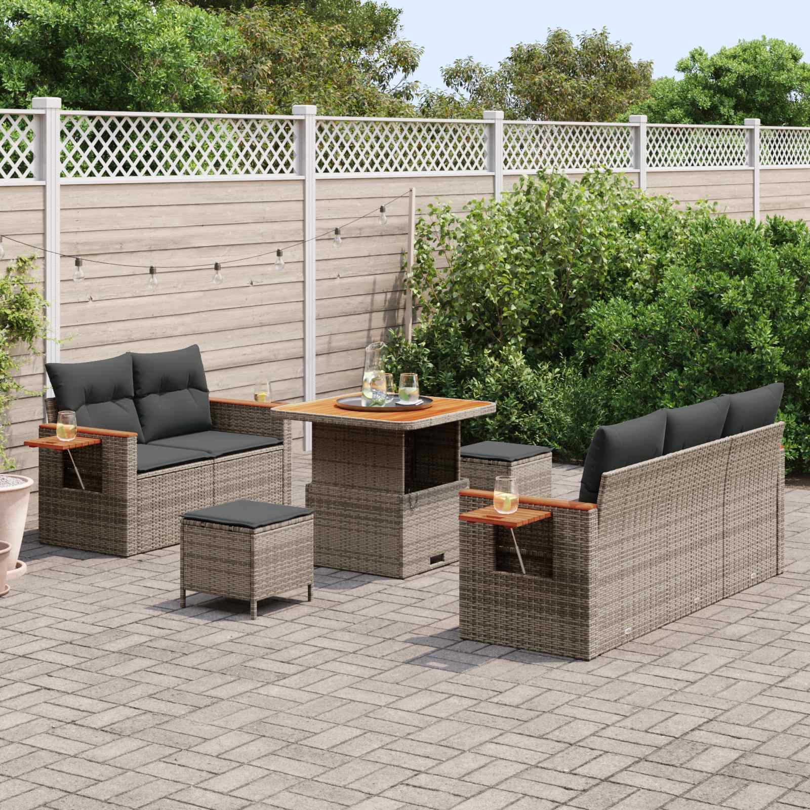 Ensemble de canapé de jardin 8 pcs Gris polyrotin - XIOS