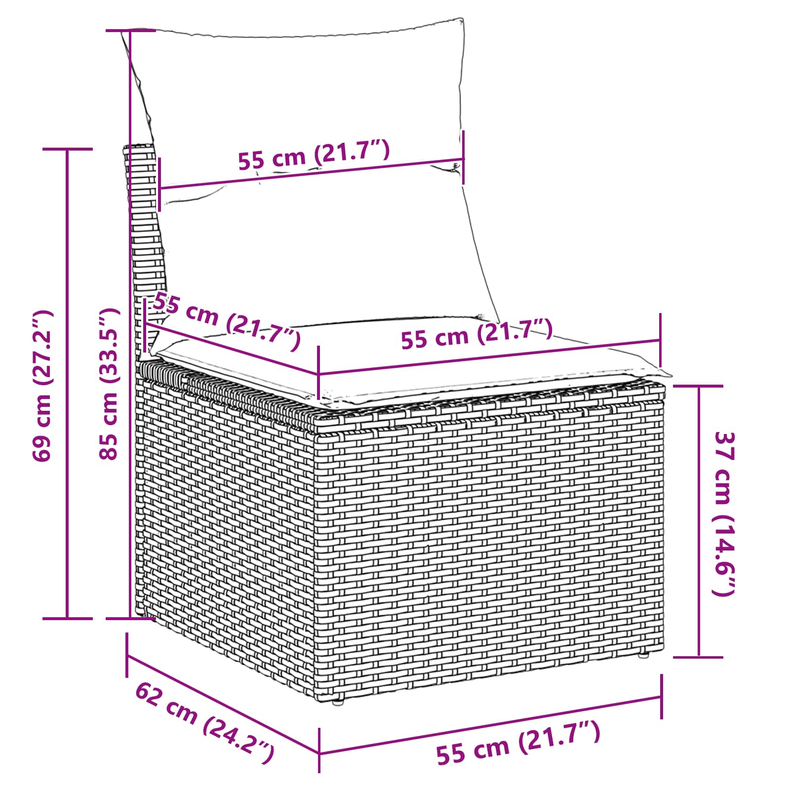 Ensemble de canapé de jardin 8 pcs Noir polyrotin - XIOS