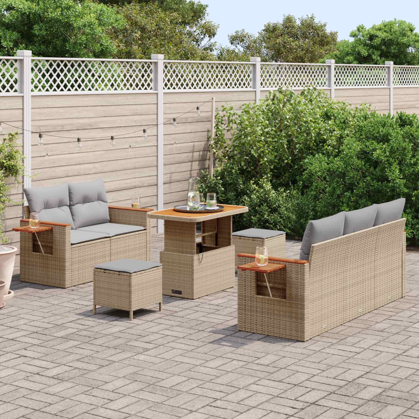 Ensemble de canapé de jardin 8 pcs Beige polyrotin - XIOS