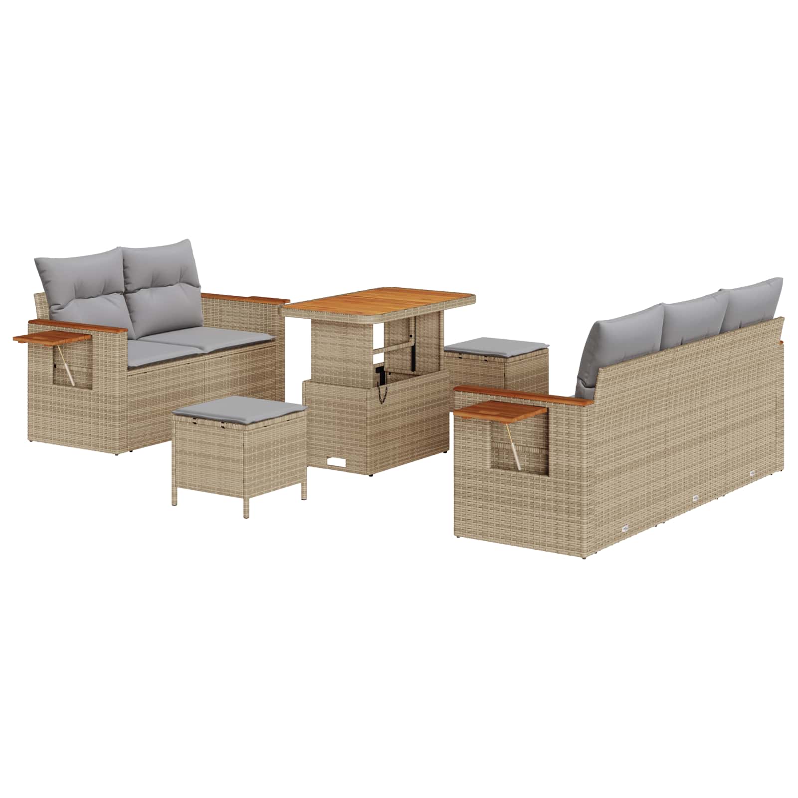 Ensemble de canapé de jardin 8 pcs Beige polyrotin - XIOS