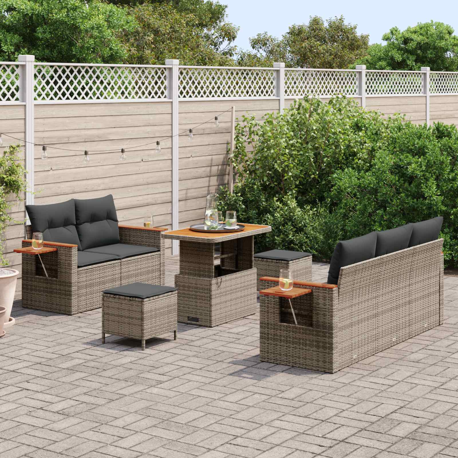 Ensemble de canapé de jardin 8 pcs Gris polyrotin - XIOS