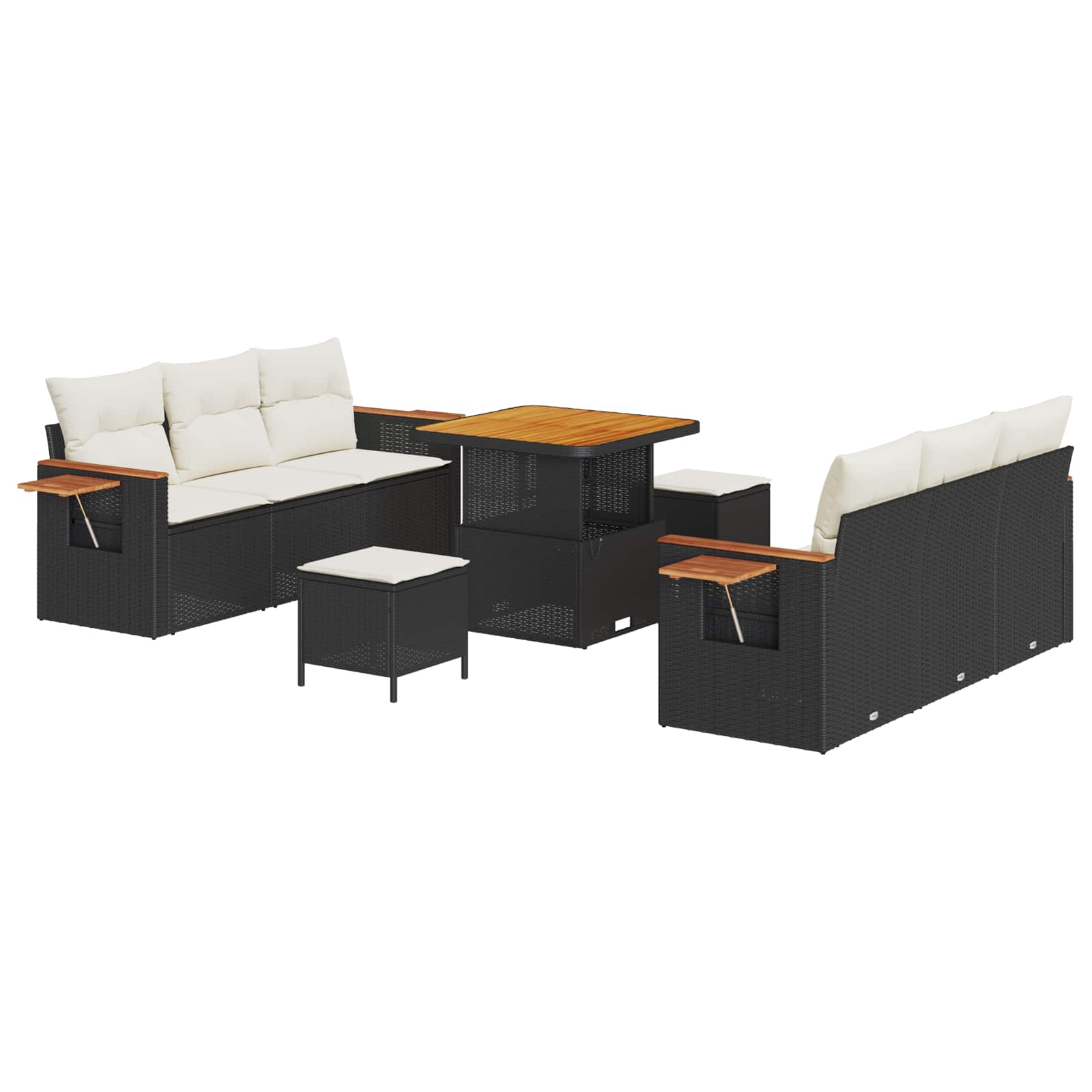 Ensemble de canapé de jardin 9 pcs Noir polyrotin - XIOS