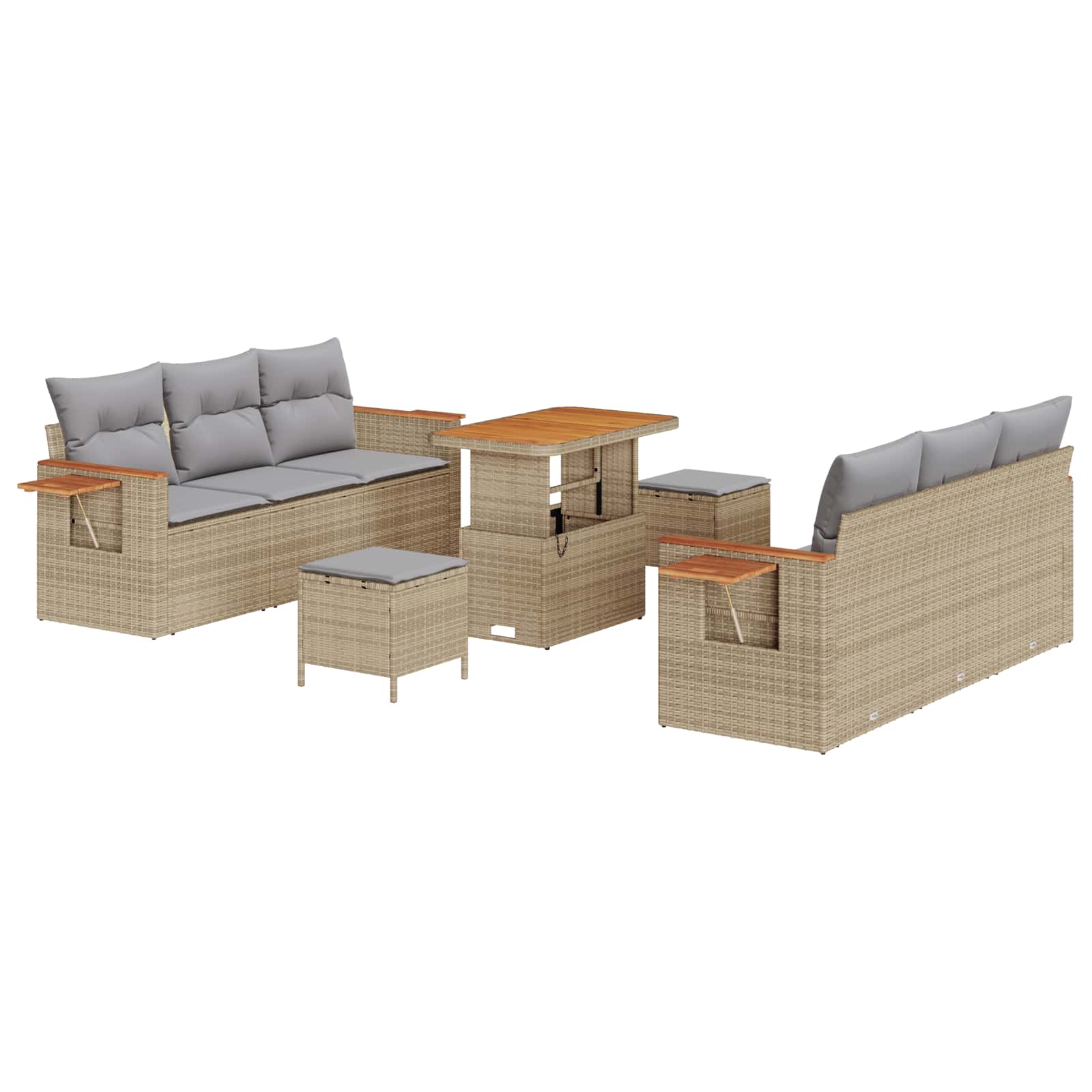 Ensemble de canapé de jardin 9 pcs Beige polyrotin - XIOS