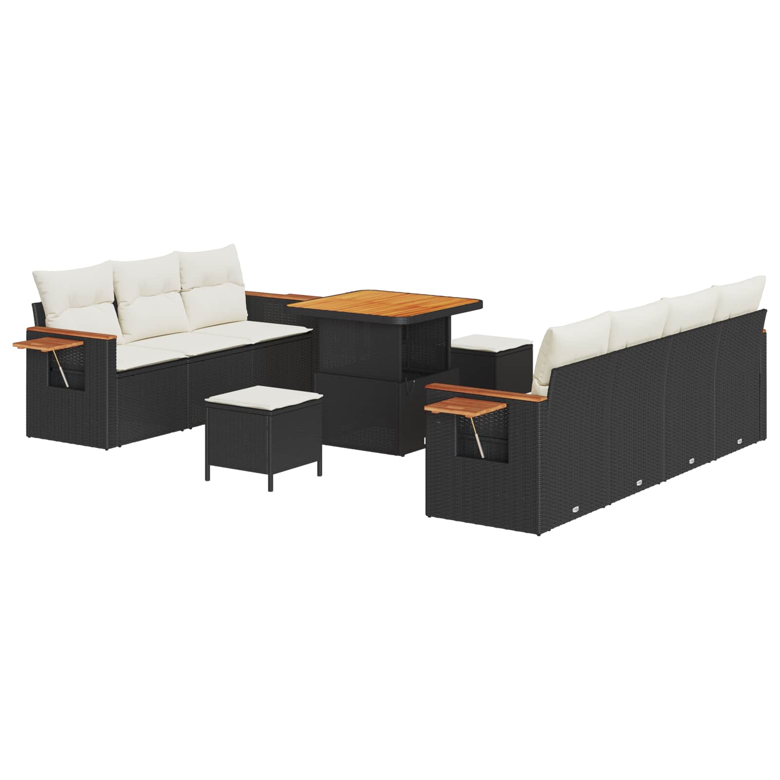 Ensemble de canapé de jardin 10 pcs Noir polyrotin - XIOS