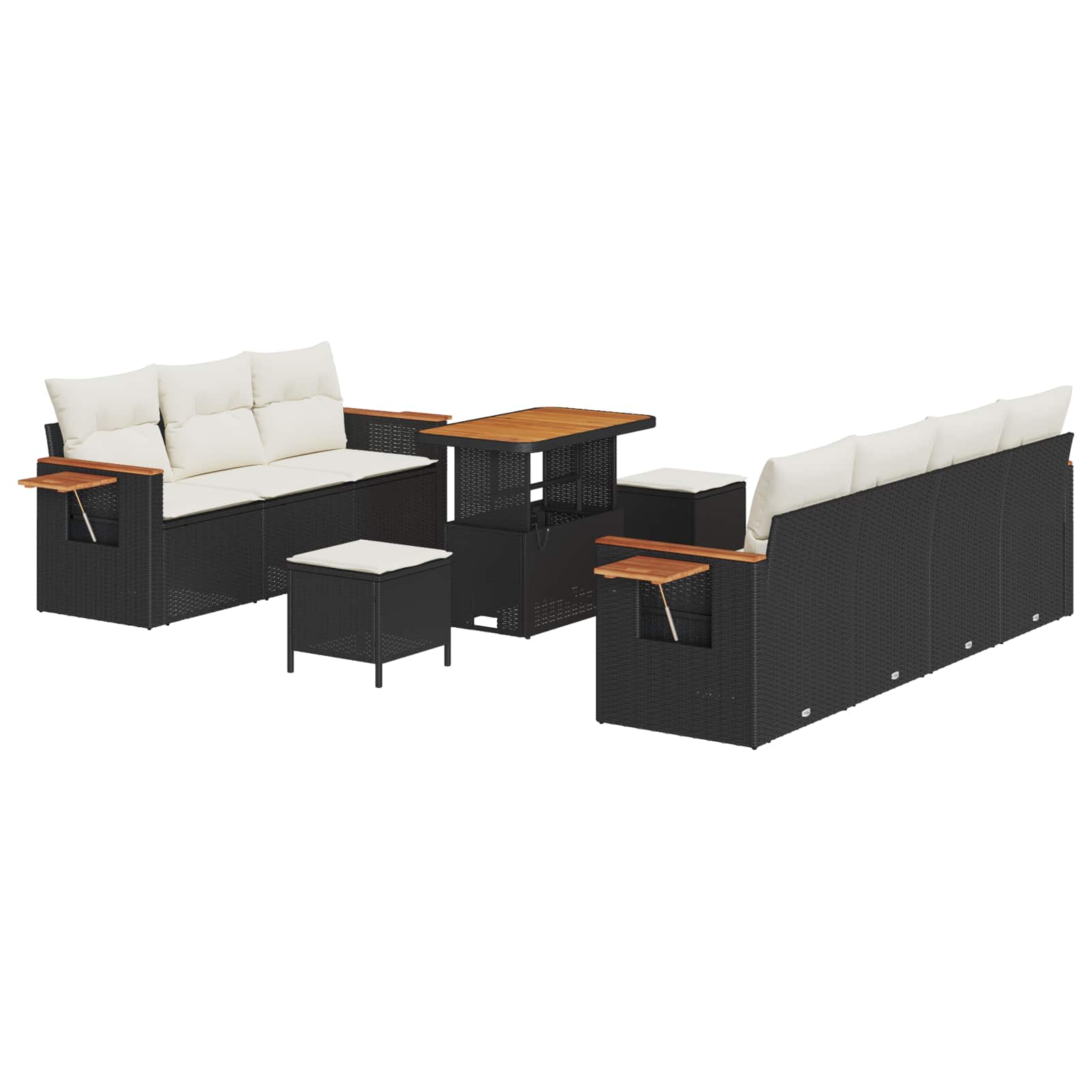 Ensemble de canapé de jardin 10 pcs Noir polyrotin - XIOS
