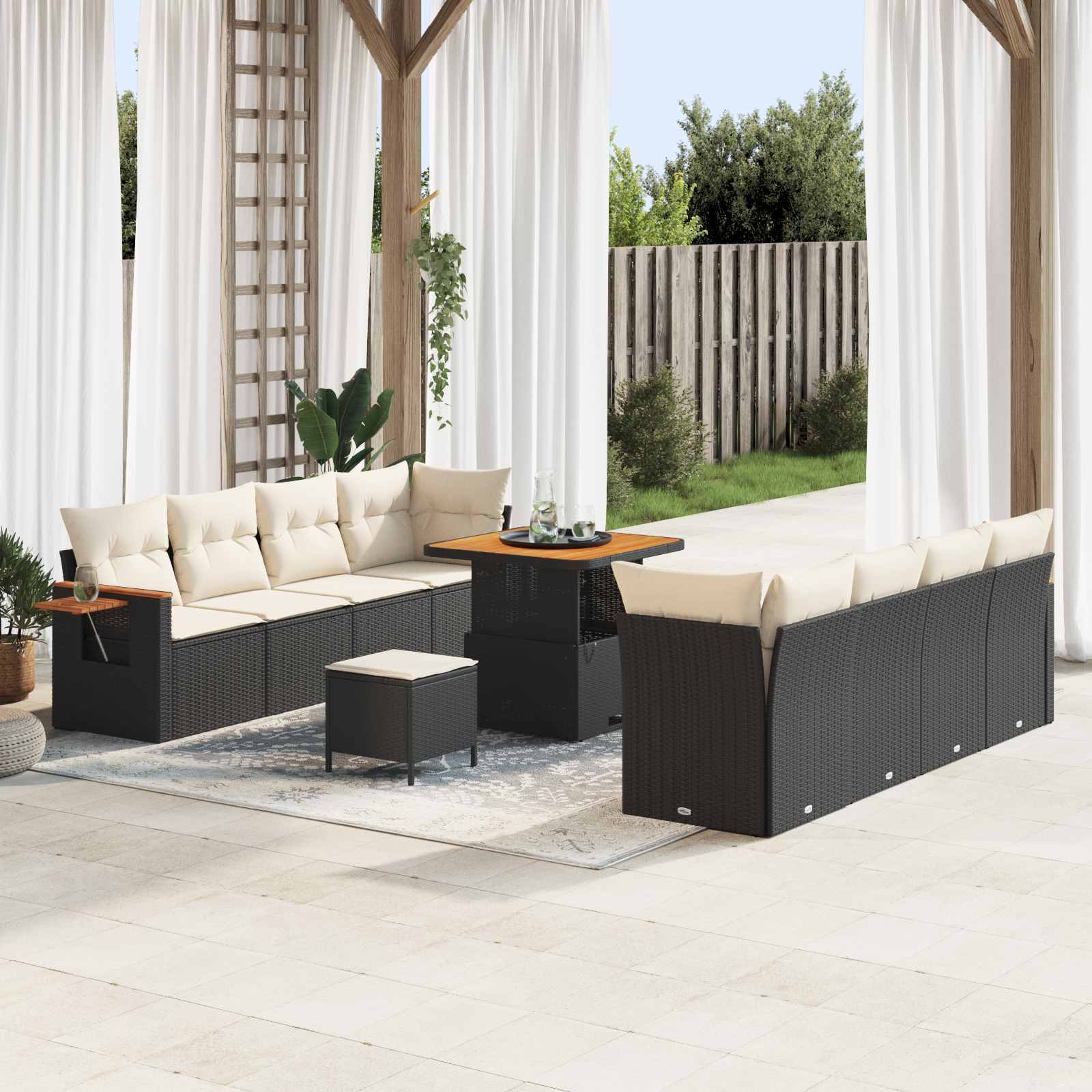 Ensemble de canapé de jardin 11 pcs Noir polyrotin - XIOS