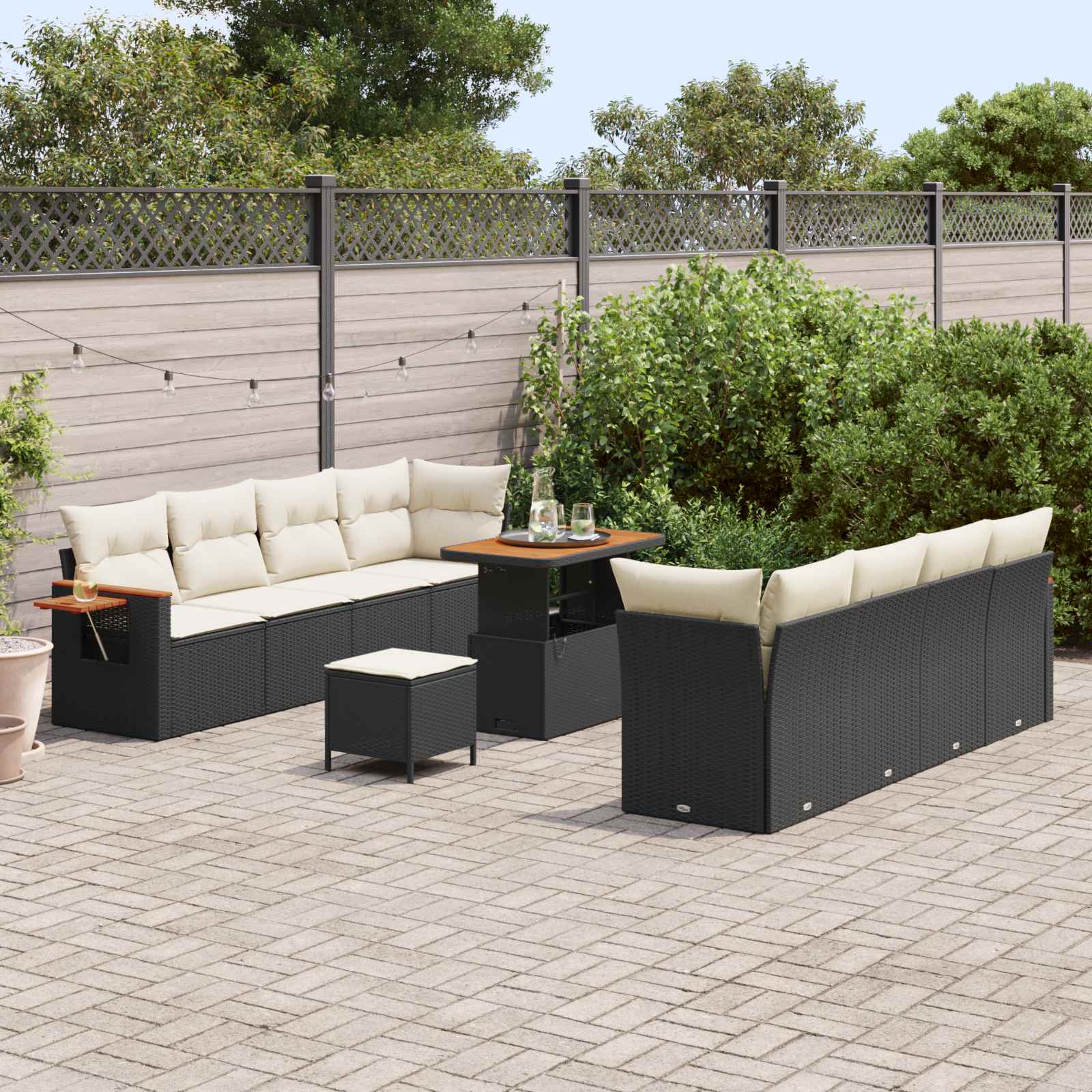 Ensemble de canapé de jardin 11 pcs Noir polyrotin - XIOS