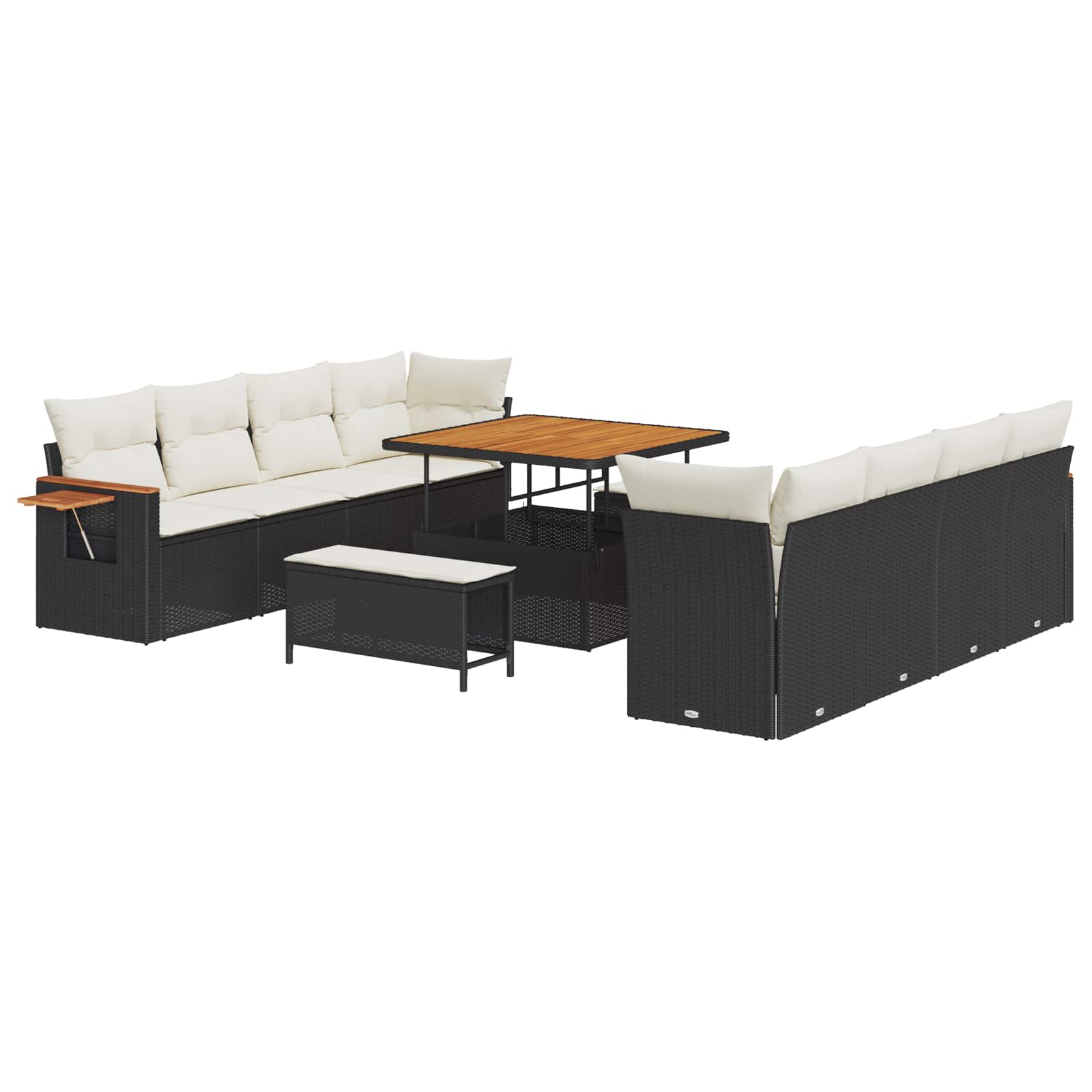 Ensemble de canapé de jardin 11 pcs Noir polyrotin - XIOS