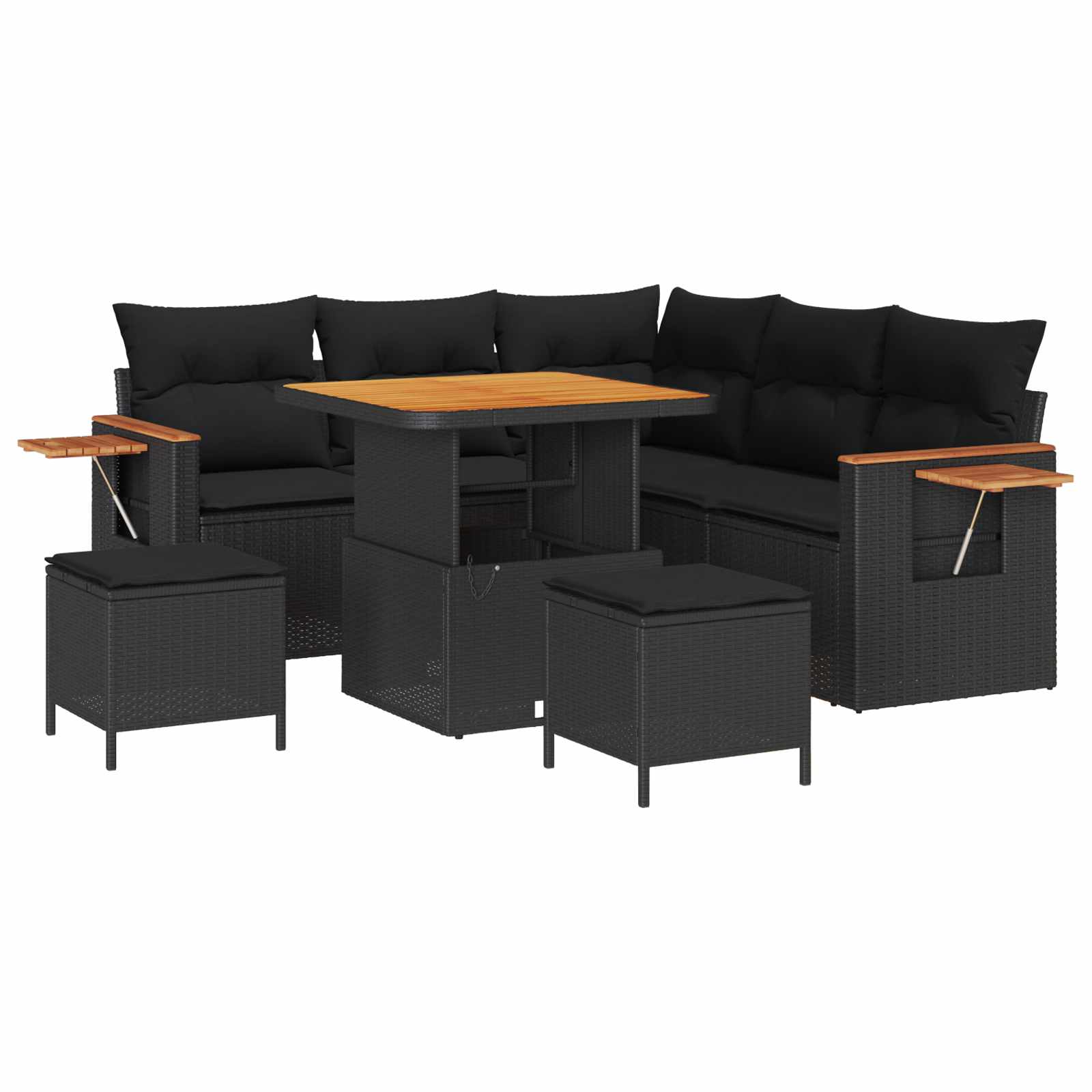 Ensemble de canapé de jardin 8 pcs Noir polyrotin