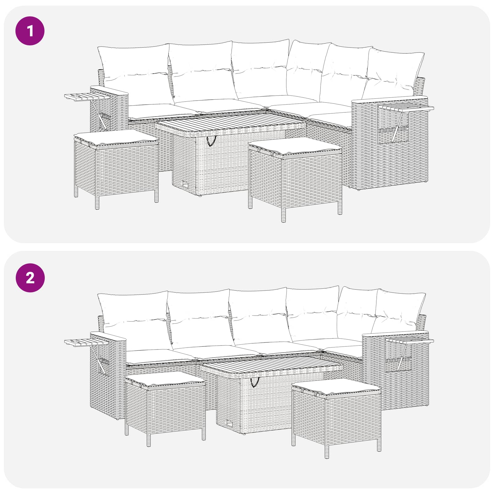 Ensemble de canapé de jardin 8 pcs Noir polyrotin