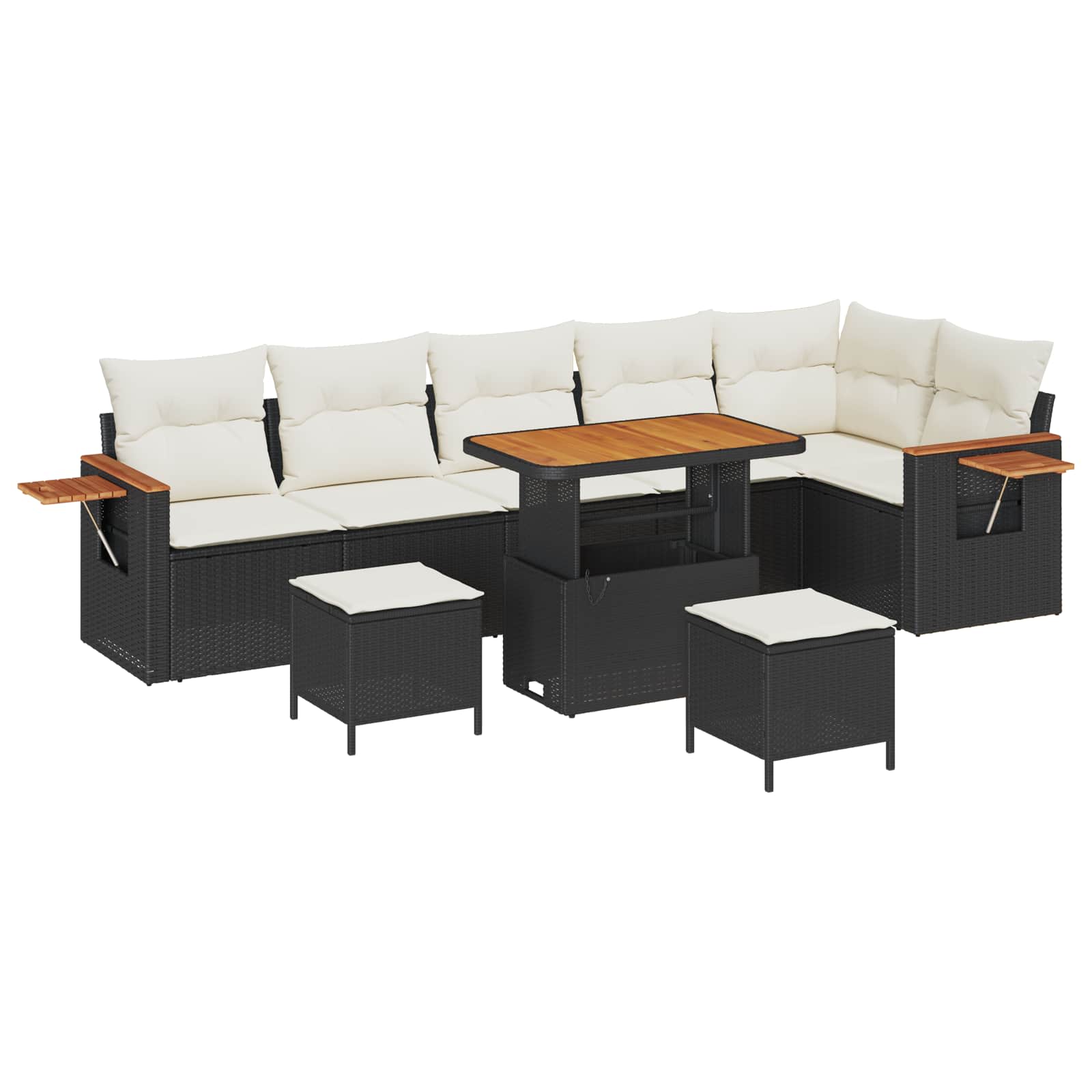 Ensemble de canapé de jardin 9 pcs Noir polyrotin - XIOS