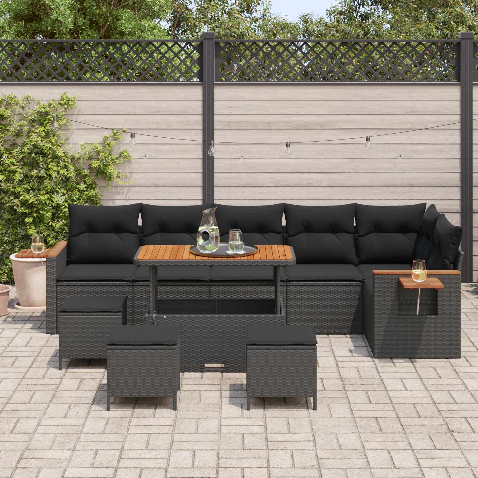 Ensemble de canapé de jardin 10 pcs Noir polyrotin - XIOS