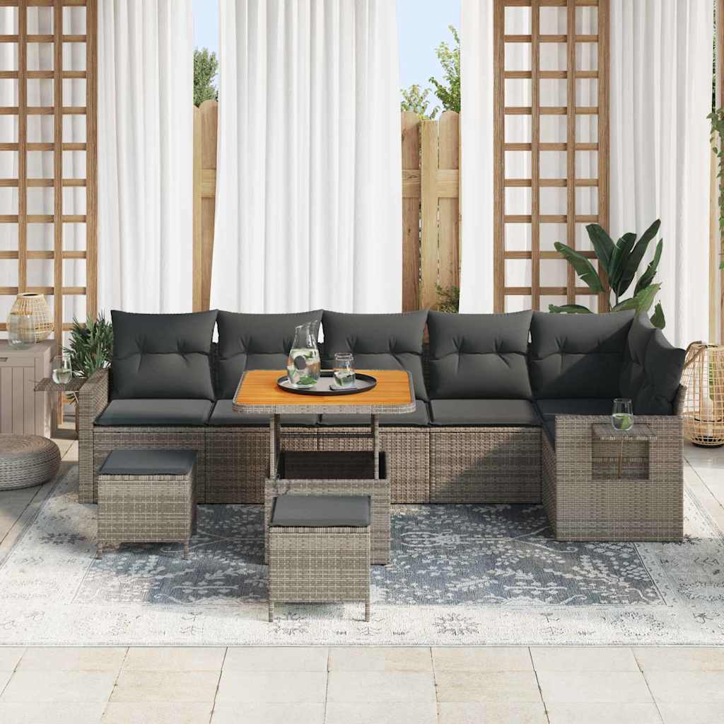 Ensemble de canapé de jardin avec coussin 11 pcs Gris polyrotin - XIOS