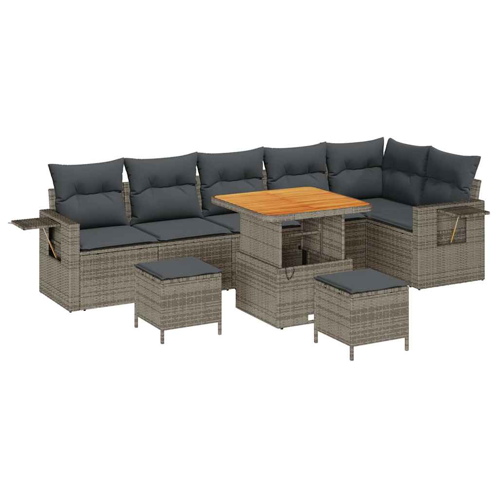 Ensemble de canapé de jardin avec coussin 11 pcs Gris polyrotin - XIOS