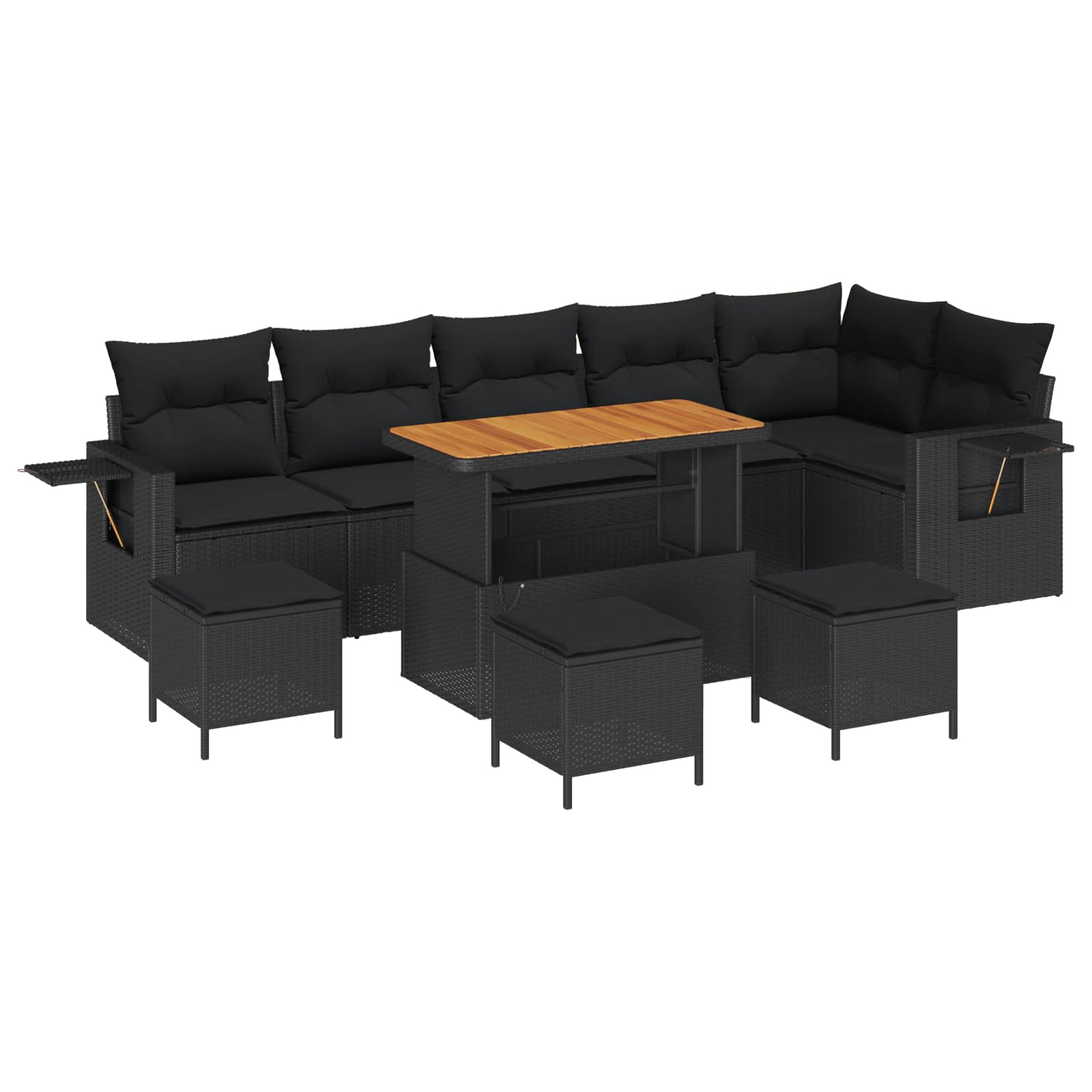 Ensemble de canapé de jardin avec coussin 12 pcs Noir polyrotin - XIOS