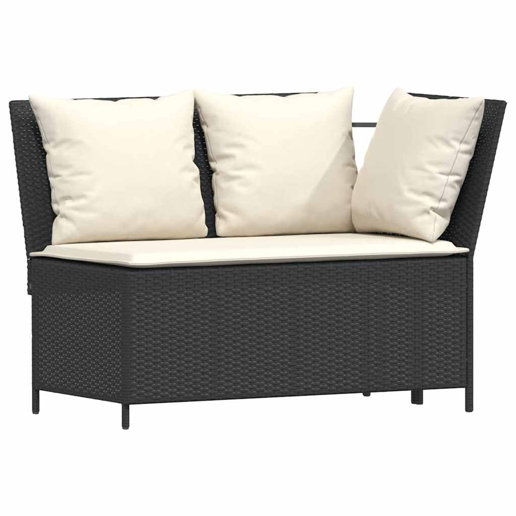 Salon de jardin 4 pcs avec coussins forme L noir résine tressée - XIOS