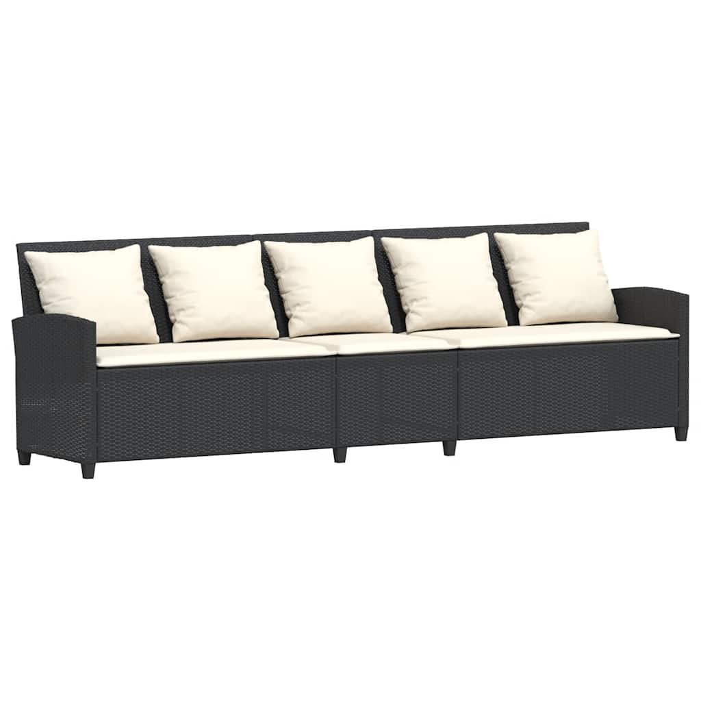 Salon de jardin 4 pcs avec coussins forme L noir résine tressée - XIOS
