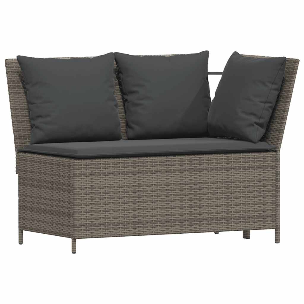 Salon de jardin 4 pcs avec coussins forme L gris résine tressée - XIOS