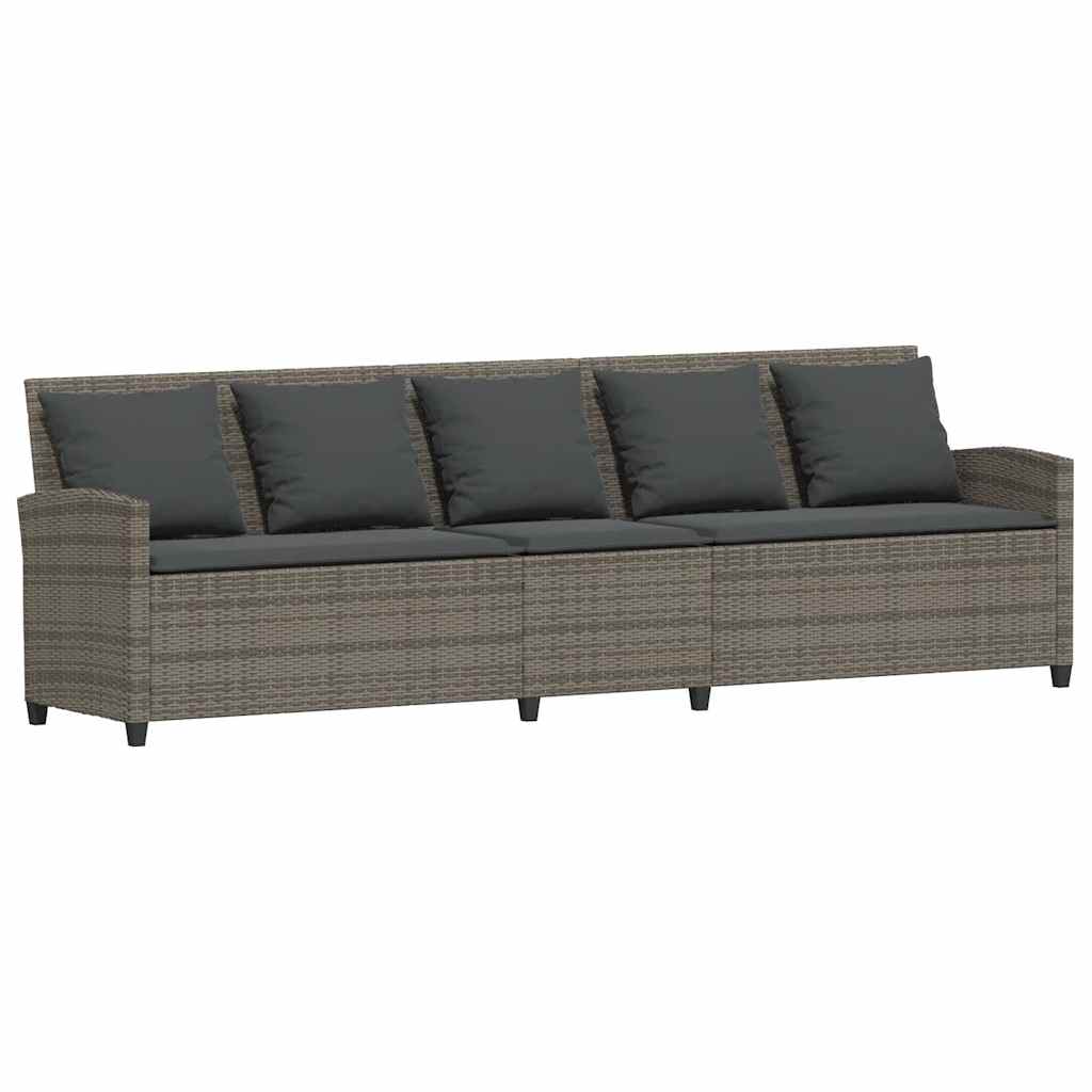 Salon de jardin 4 pcs avec coussins forme L gris résine tressée - XIOS