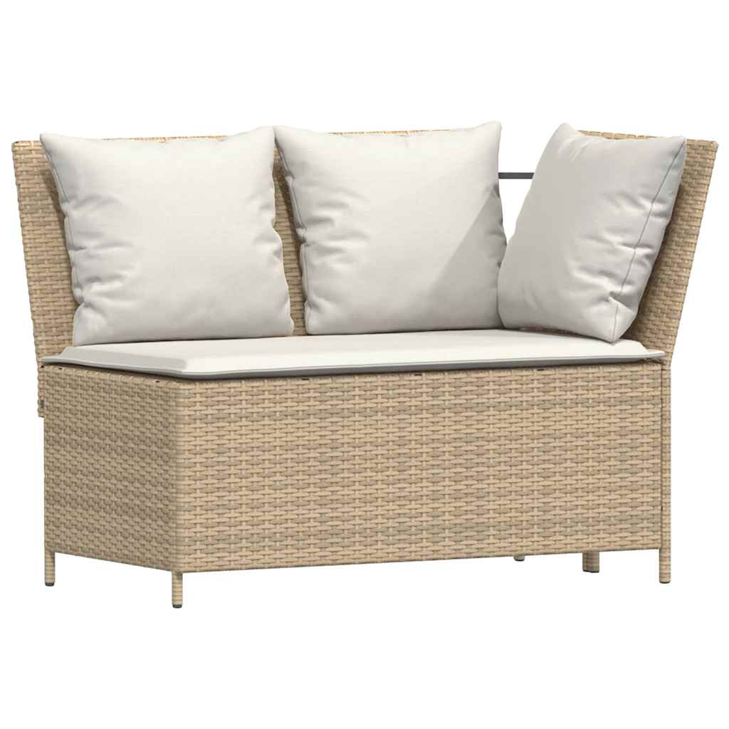 Salon de jardin avec coussins forme de L 4 pcs beige polyrotin - XIOS
