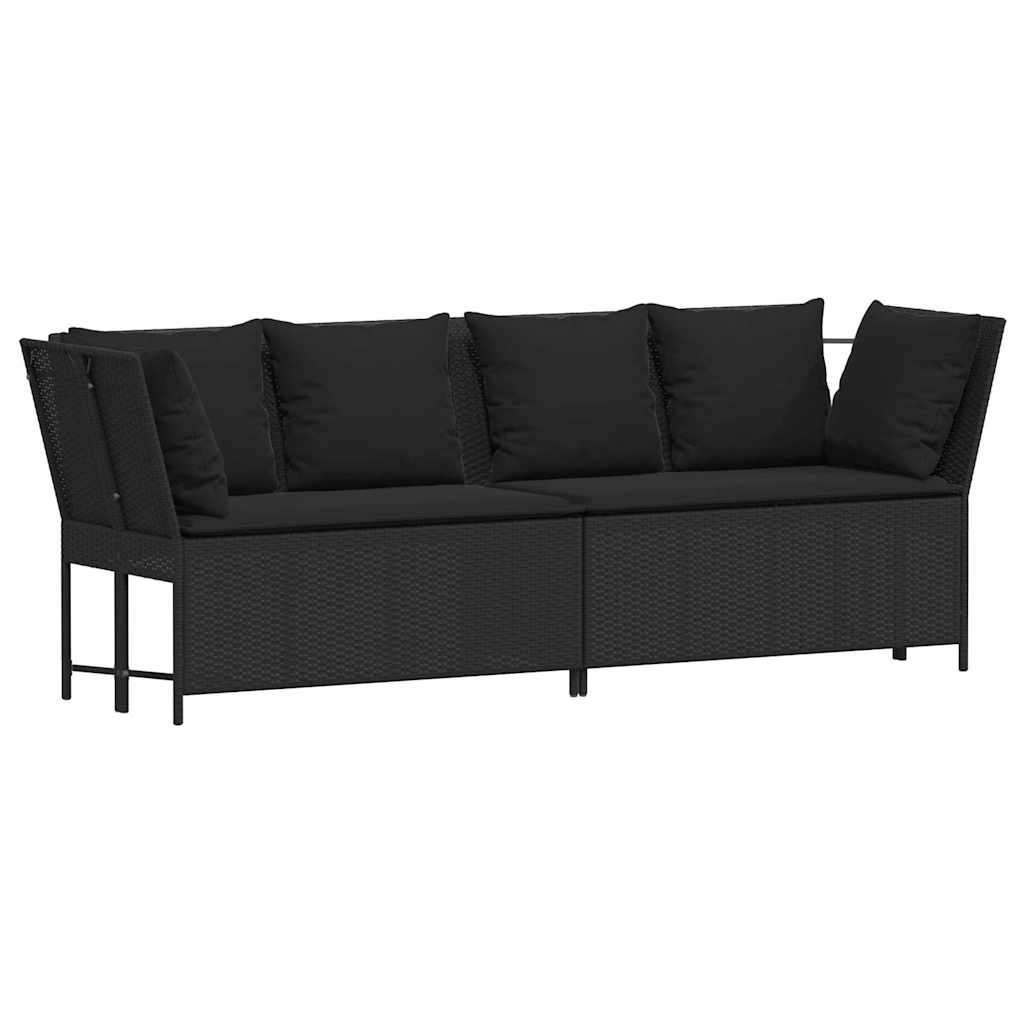 Canapé de jardin avec coussins Noir Résine tressée - XIOS