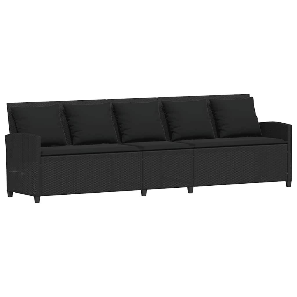 Canapé de jardin avec coussins Noir Résine tressée - XIOS